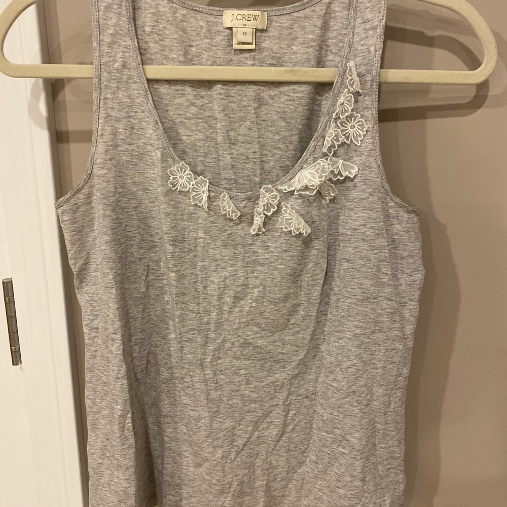 Grey J Crew Tank with floral details